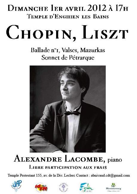 Alexandre Lacombe concert du temple 1er avril 2012