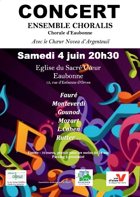 Concert CHORALIS CHOEUR NOVEAU 4 JUIN 2016