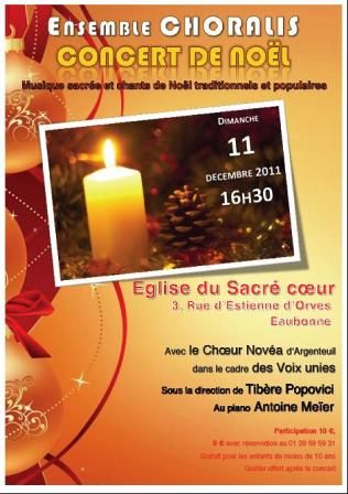 Concert de Noël Choralis let Choeur Novea le 11 décembre 2011