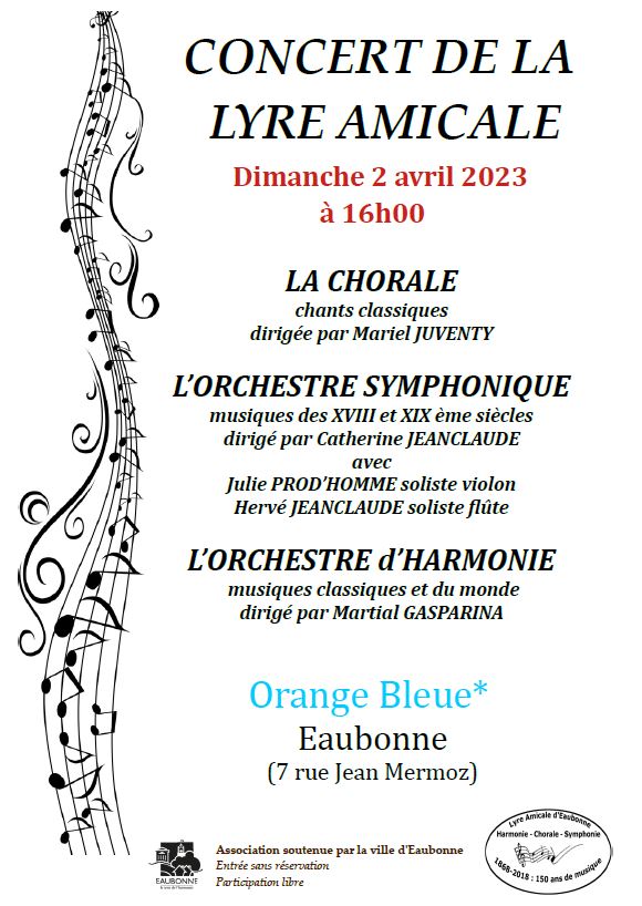 Concert Lyre amicale 2 avril 2023