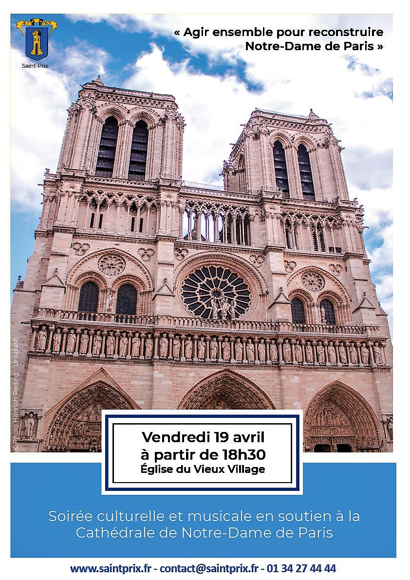 Soirée culturelle et musicale en soutien à la Cathédrale Notre-Dame de Paris - Saint-Prix le 19 avril 2019