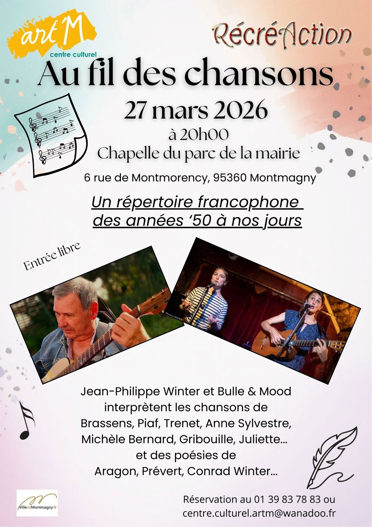 CONCERT Au fil des chansons - Montmagny - 27 mars 2026