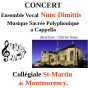 Concert de musique sacrée a capella avec l'Ensemble vocal Nunc Dimittis