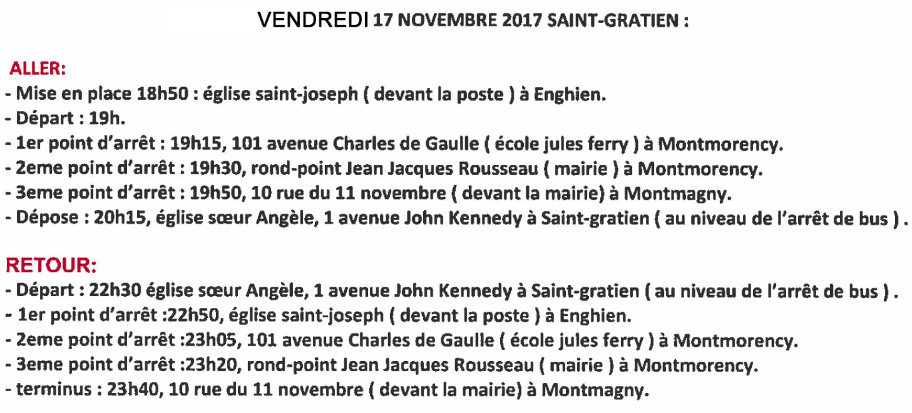 Navettes pour le concert de Saint-Gratien