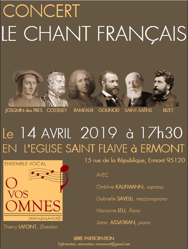 Concert de l'ensemble O VOS OMNES - Ermont le 14 avril 2019