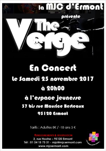 Concert de THE VERGE à Ermont le 25 novembre 2017