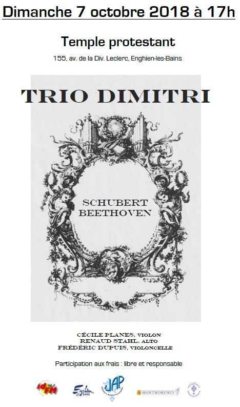 Concert du Temple : le trio Dimitri - Enghien le 7 octobre 2018