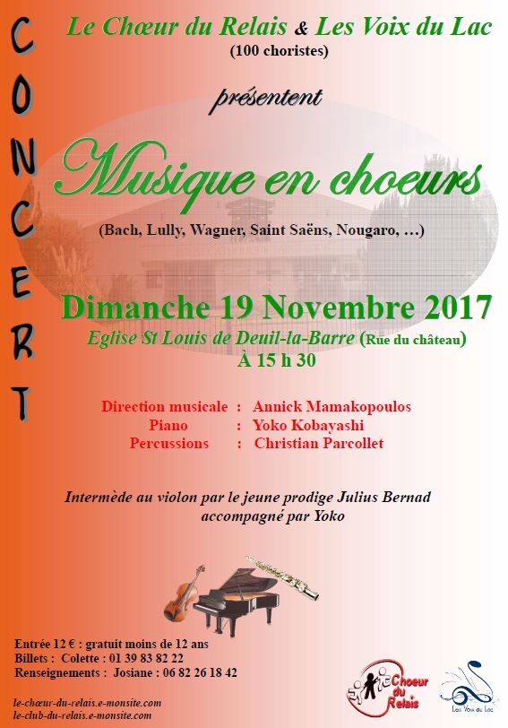 CHOEUR DU RELAIS et VOIX DU LAC 19 novembre 2017