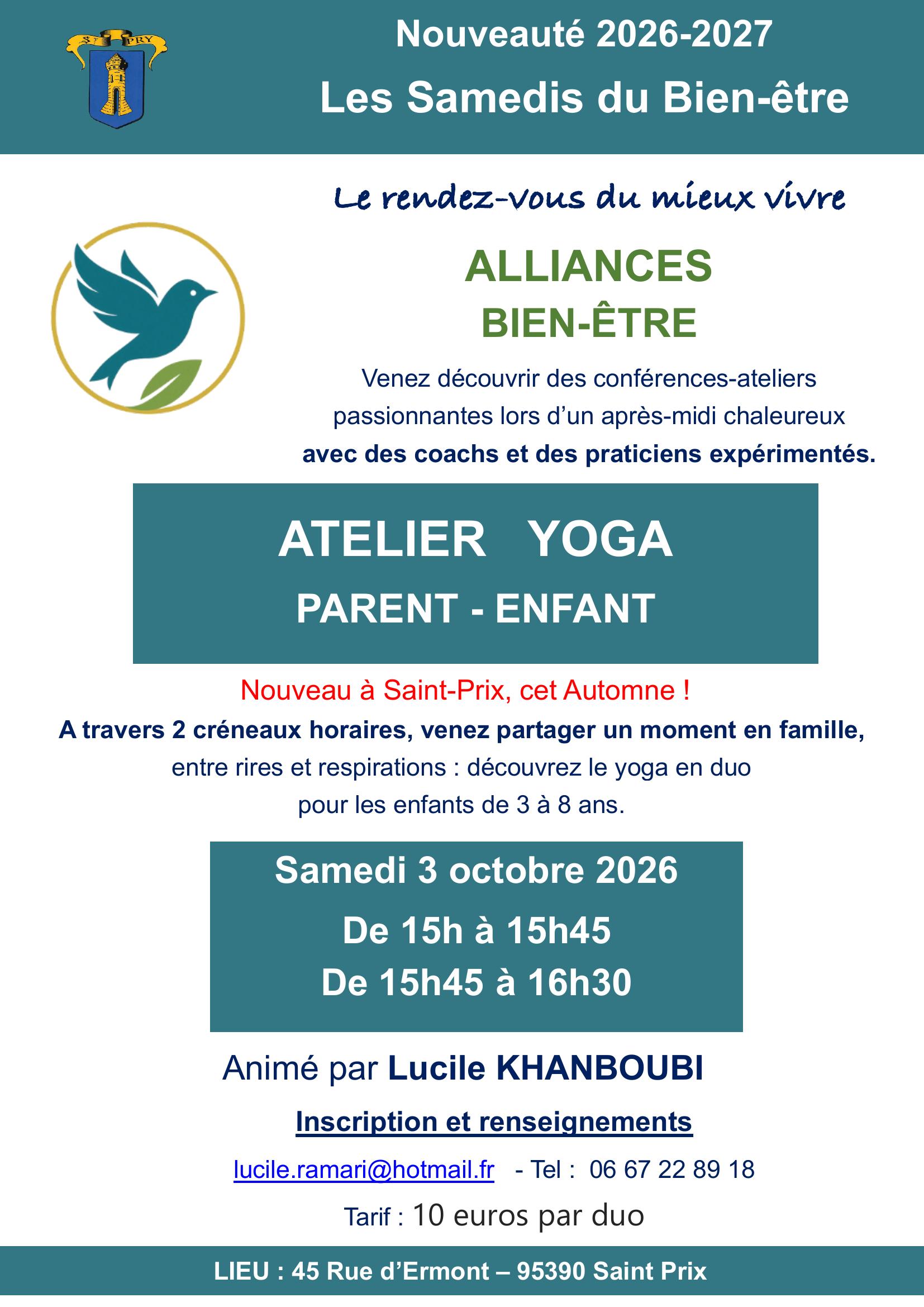 Alliances Bien-&ecirc;tre - Saint-Prix - Samedi 3 octobre 2026