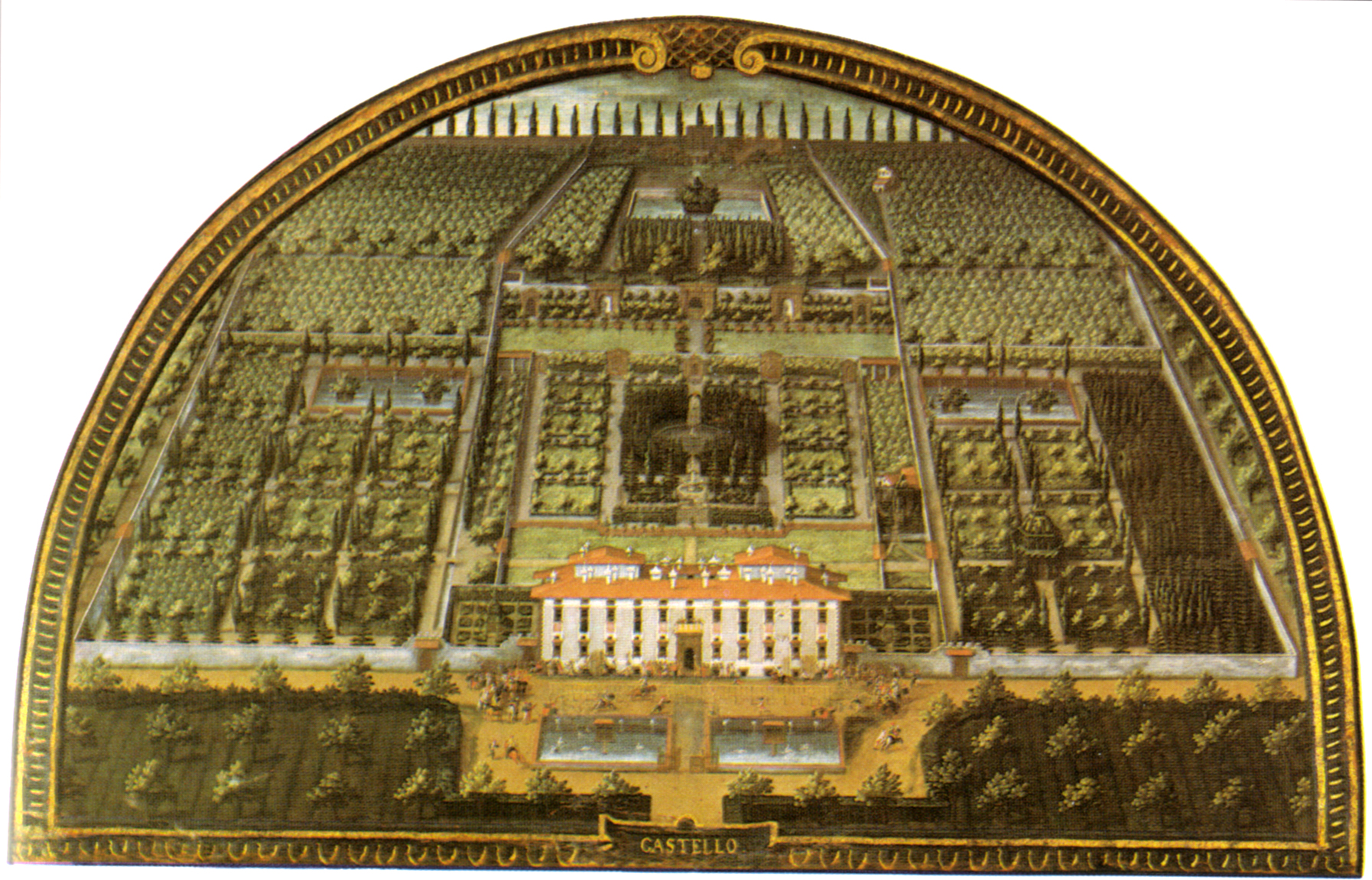 La Villa di Castello, médaillon de Giusto Utens, Museo di Firenze com'era