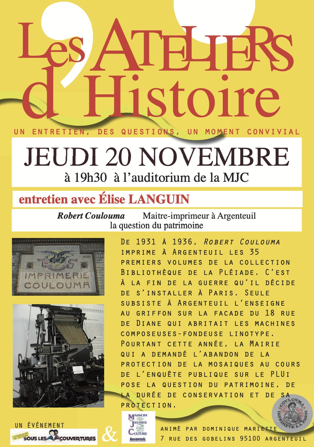 Les Ateliers d'Histoire - Argenteuil - 20 novembre 2025