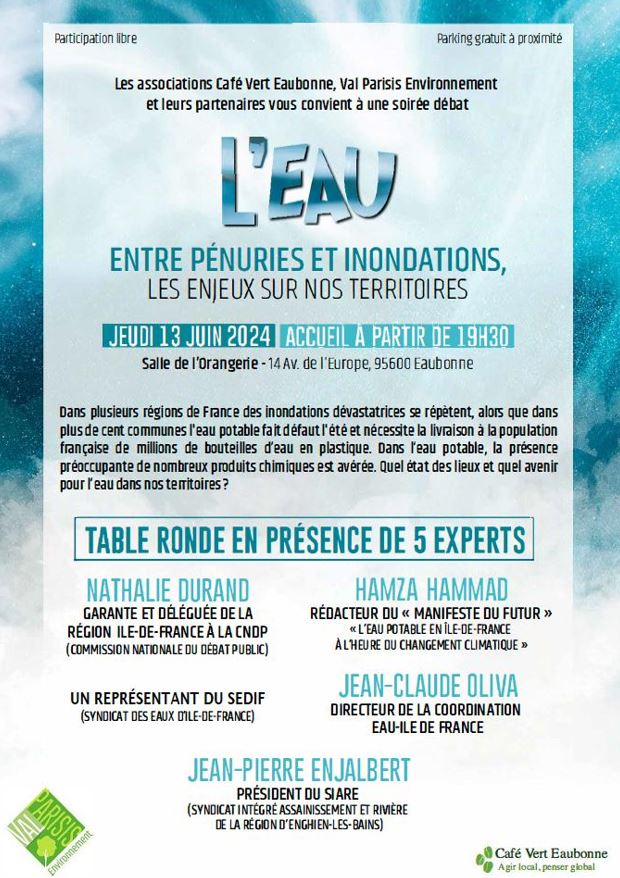 Conférence consacrée à l'eau - 13 juin 2024 à Eaubonne