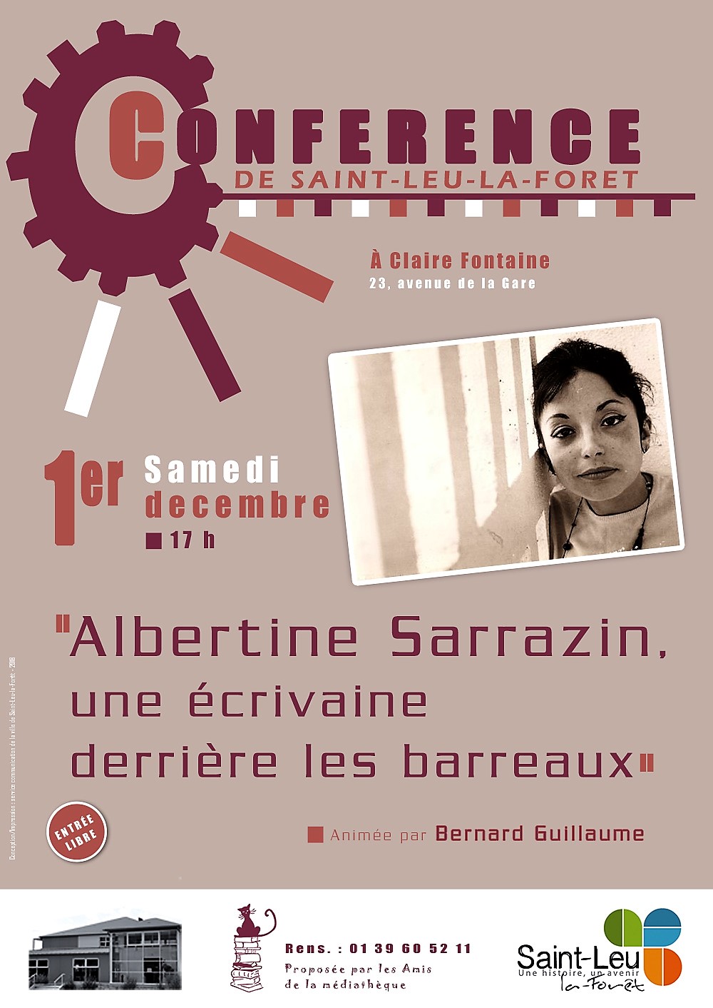 Conférence sur Albertine Sarrazin à Saint-Leu-la-Forêt