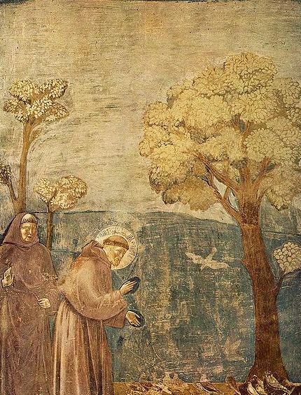 François d'Assise prêchant aux oiseaux (d'après les Fioretti) par Giotto