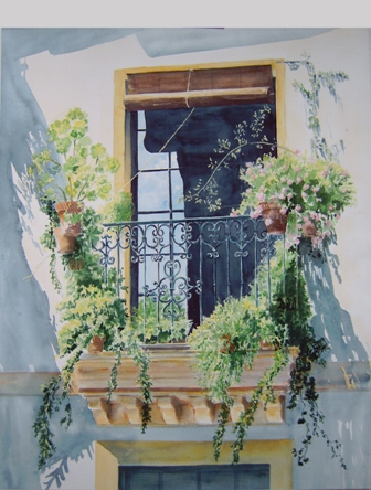 balcon fleuri - Caline Muller