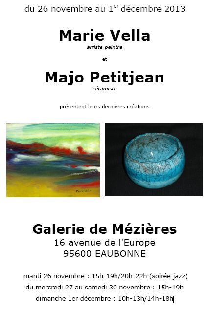 EXPO MARIE VELLA et MAJO PETITJEAN
