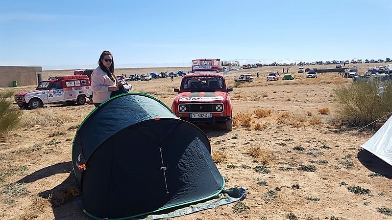 Bivouac au soir de la première étape au Maroc