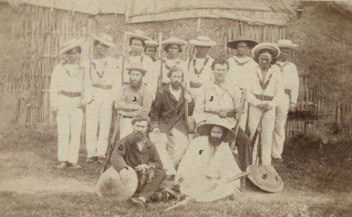 Louis Delaporte et ses collègues en mission au Mékong.