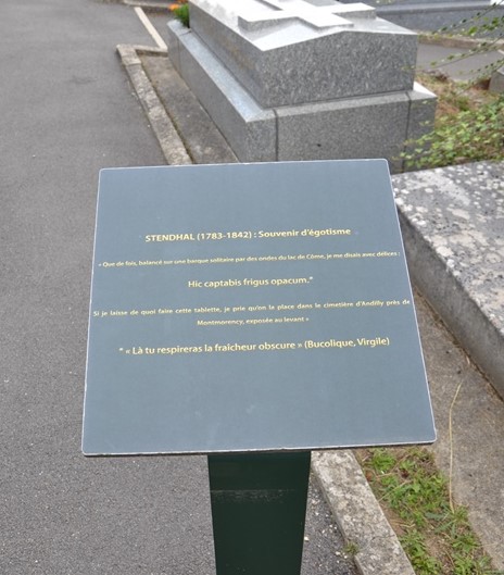 Tablette Stendhal au cimetière d'Andilly