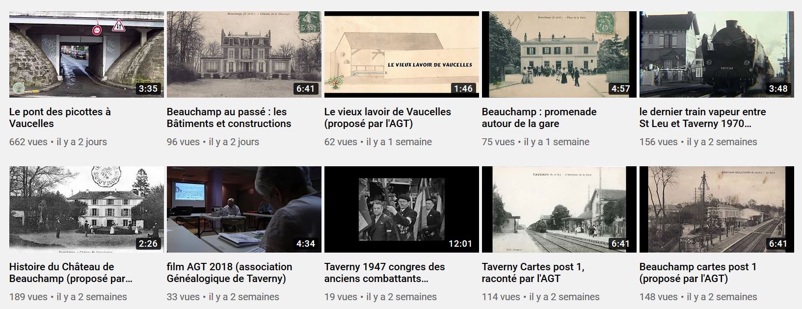 Vidéos YouTube de l'Association Généalogie de Taverny