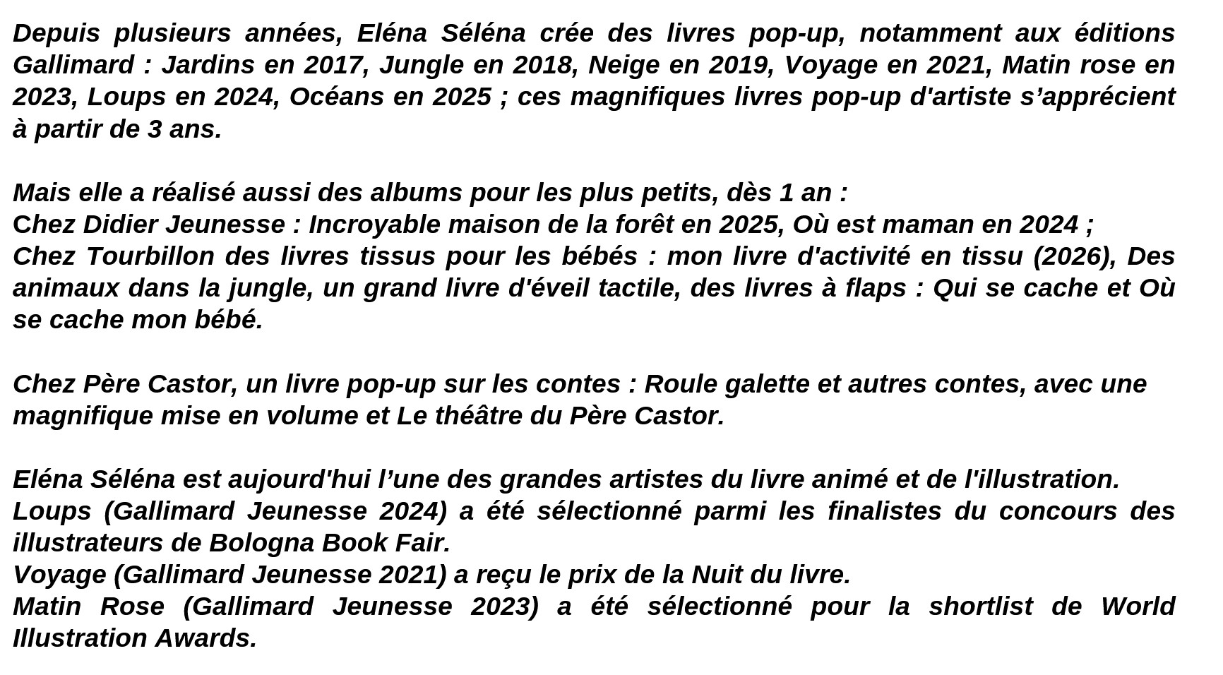 Bibliographie El&eacute;na S&eacute;l&eacute;na