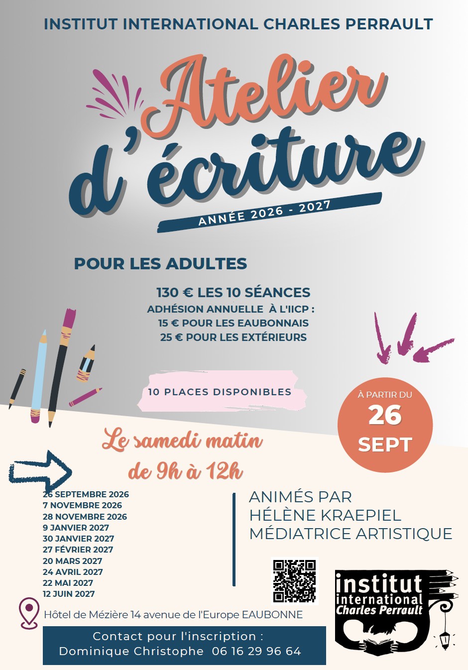 Atelier d'&eacute;criture - Institut International Charles Perrault - 2026