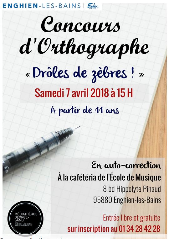 Concours d'orthographe à Enghien le 7 avril 2018