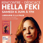 S&eacute;ance d&eacute;dicaces avec Hella Feki pour ses romans Une reine sans royaume et Noces de jasmin
