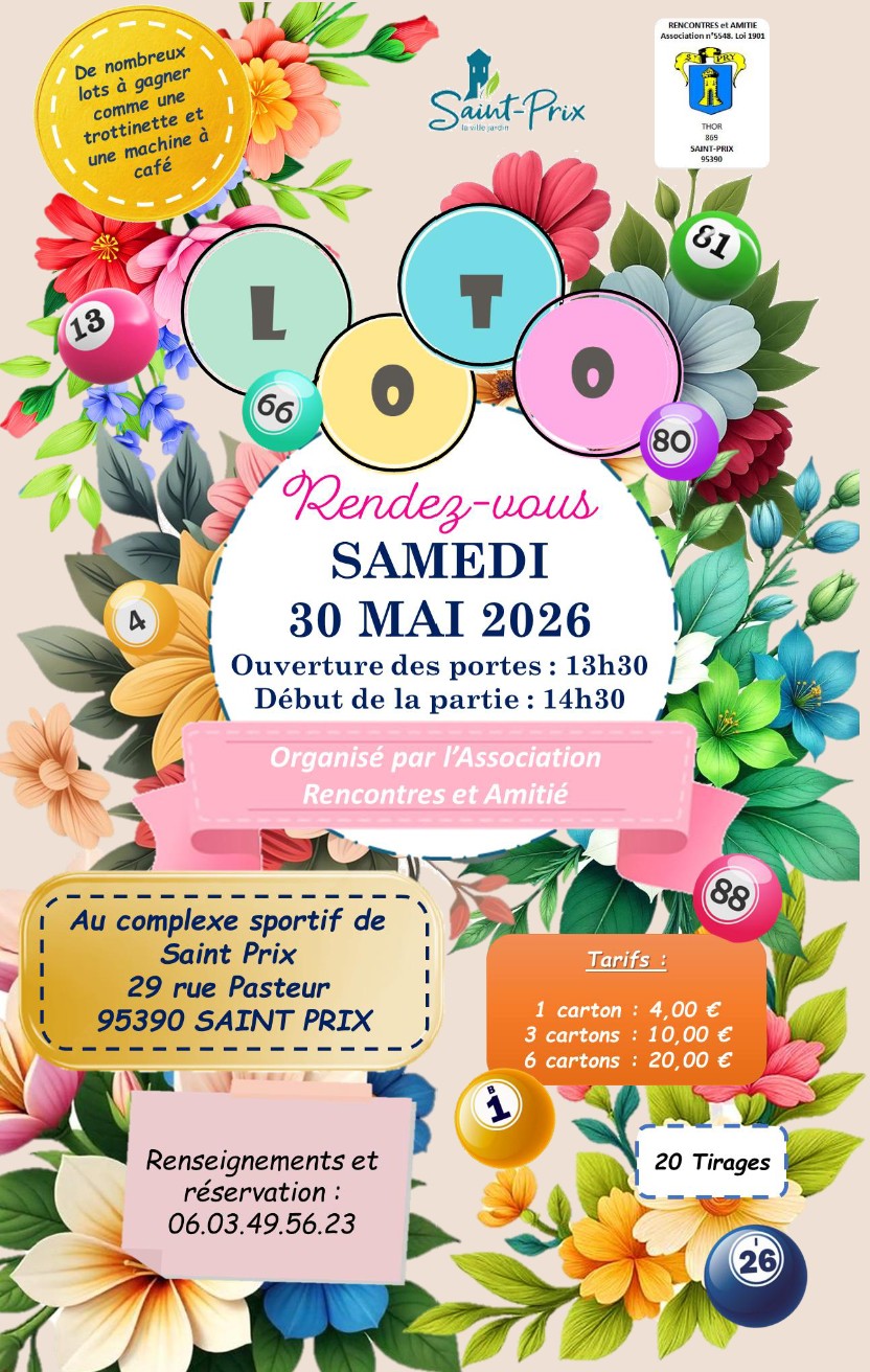 Loto &agrave; Saint-Prix - Samedi 30 mai 2026