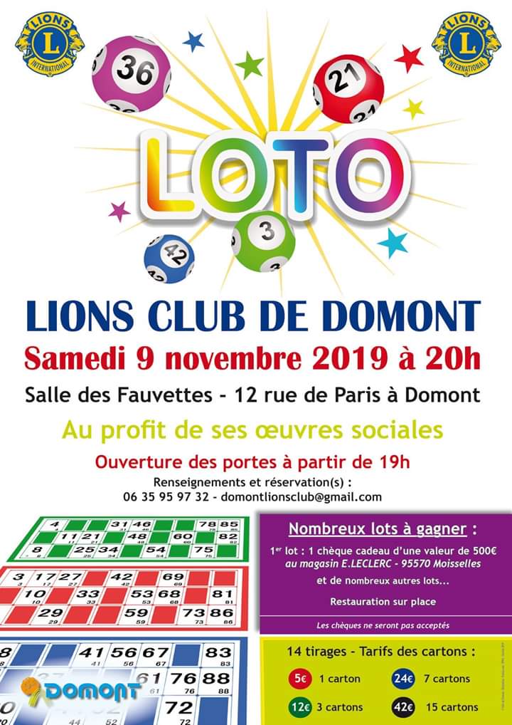 Loto à Domont le 9 novembre 2019