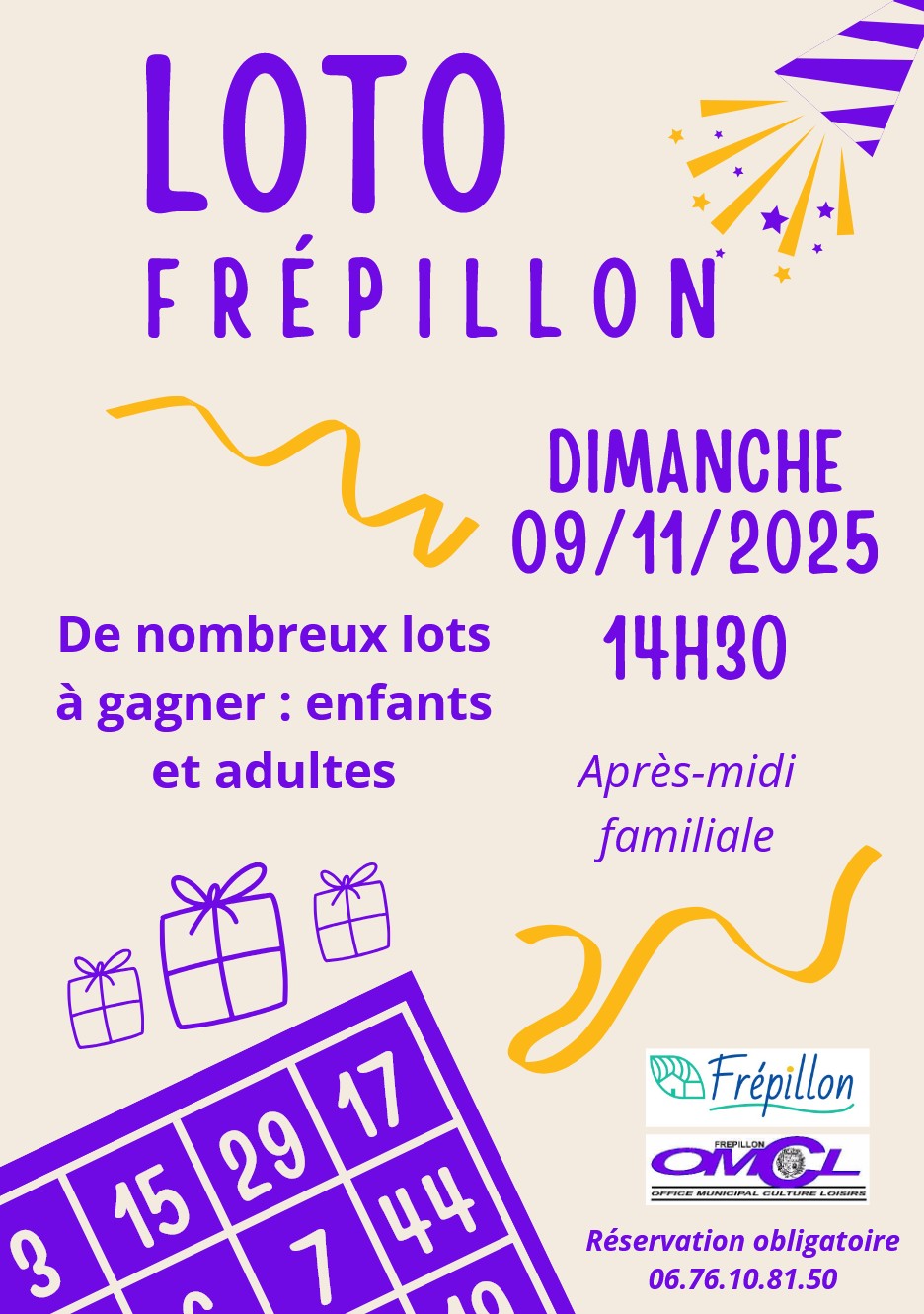 Loto &agrave; Fr&eacute;pillon - 9 novembre 2025