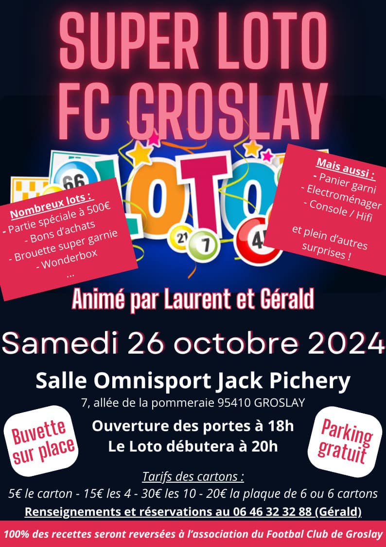 Super loto FC Groslay - 26 octobre 2024