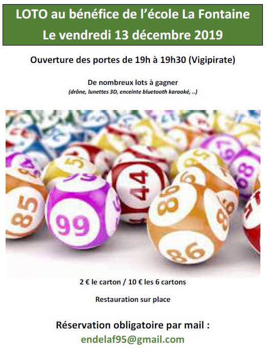 Loto à Montmorency le 13 décembre 2019