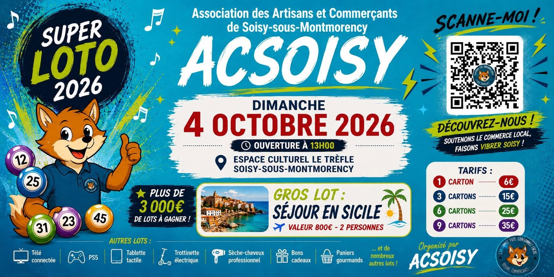 Super loto à Soisy le 4 octobre 2026 Super loto à Soisy le 4 octobre 2026