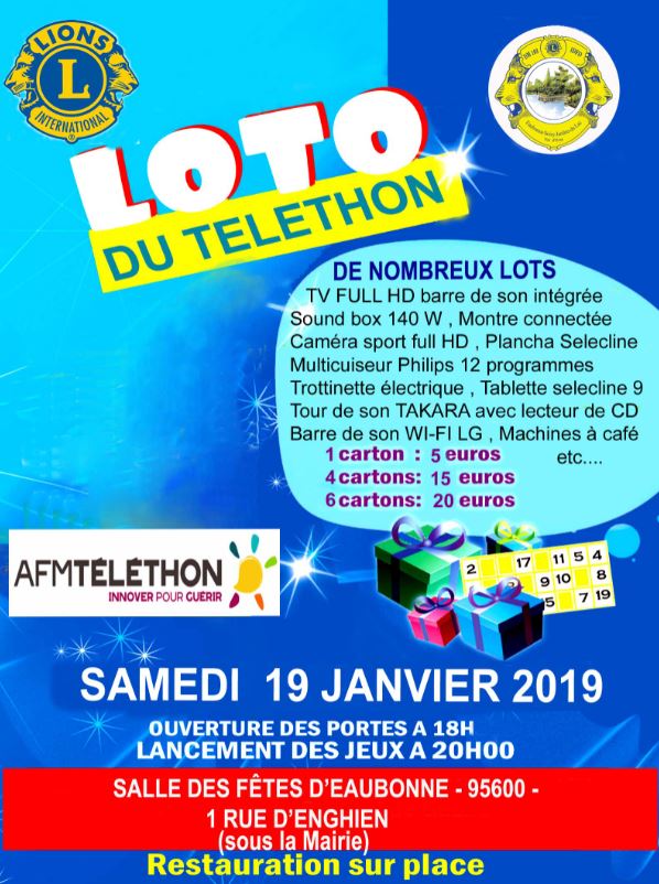 Loto du téléthon - Eaubonne - 19 janvier 2019