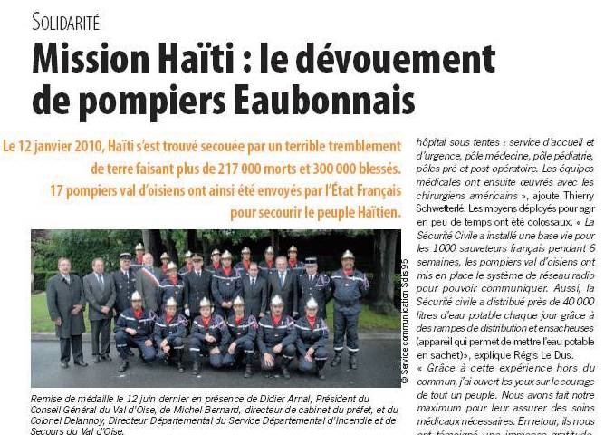 Les pompiers eaubonnais à l'honneur du journal d'Eaubonne