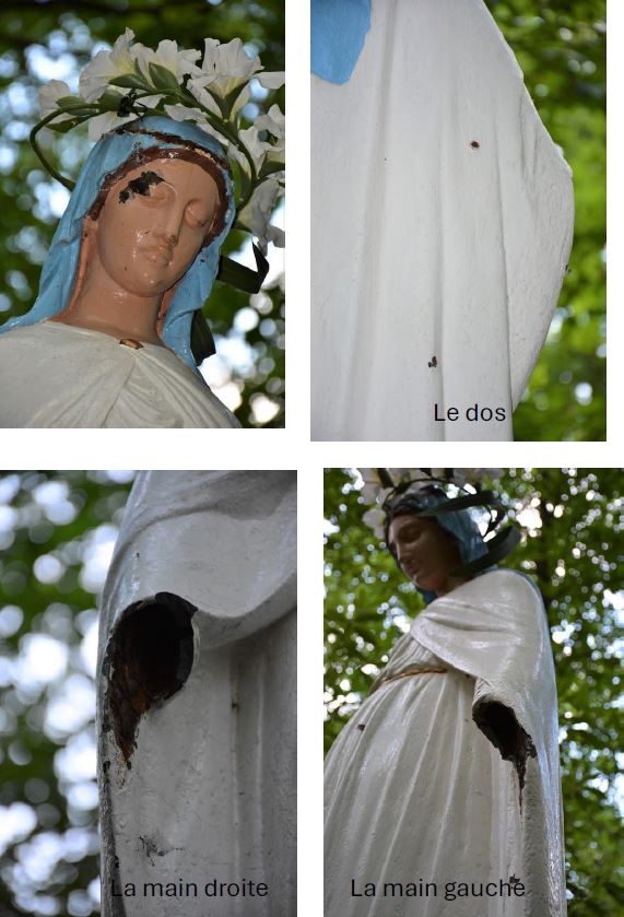 Vierge noire vandalisée en 2020 (photos Cécile Jude)