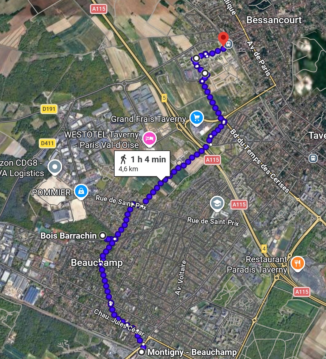 Plan id&eacute;e balade Beauchamp Bessancourt