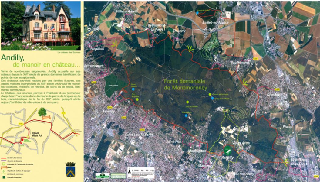 Exemple (Andilly) de panneau du Sentier des lisières de la Forêt de Montmorency