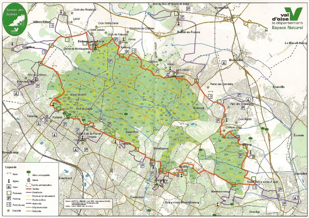 Carte du sentier des lisières de la forêt de Montmorency