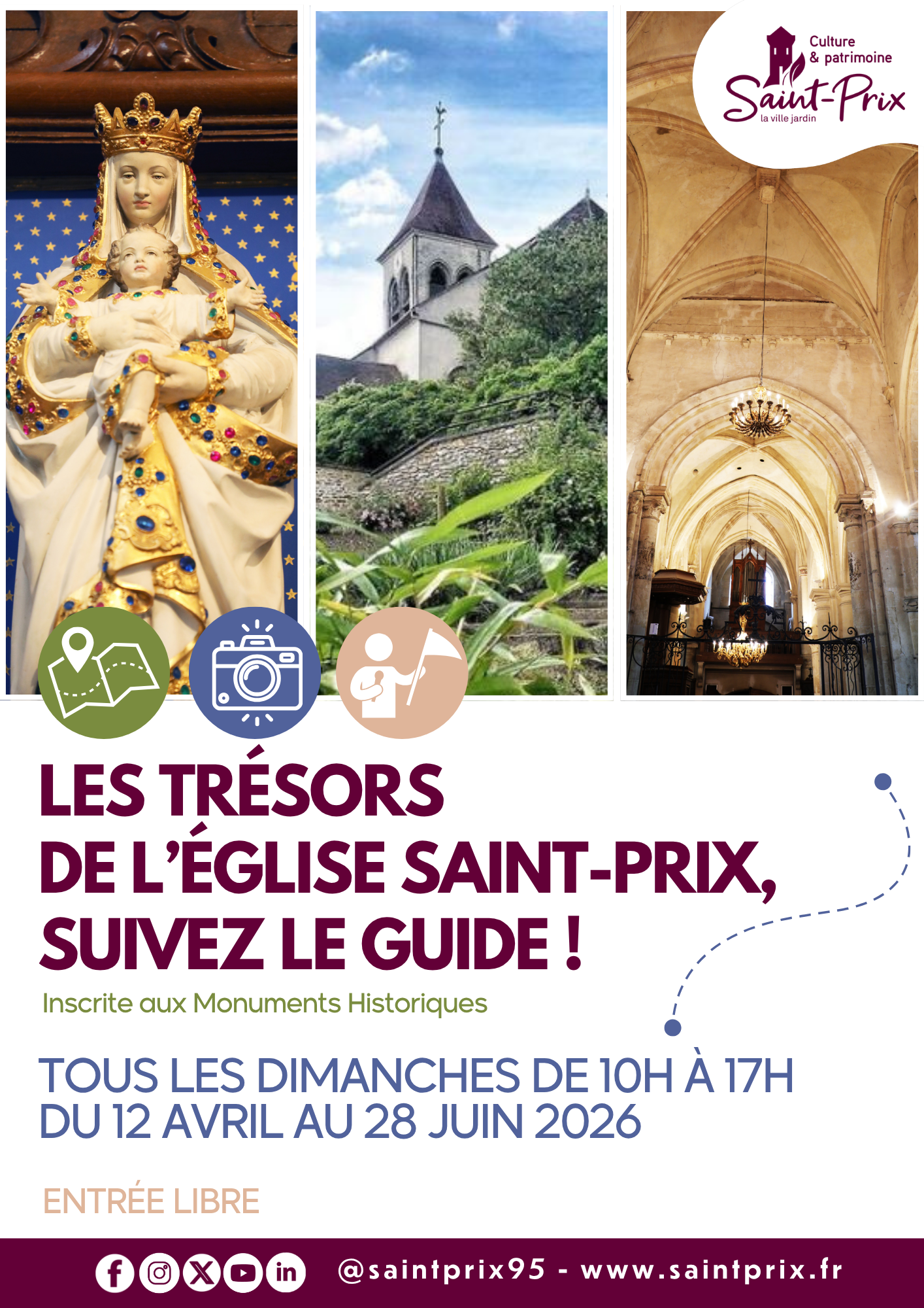 Visites &eacute;glise Saint-Prix 2026