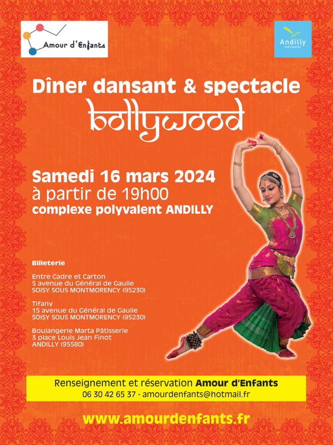 Diner dansant et spectacle bollywood - Andilly - 16 mars 2024