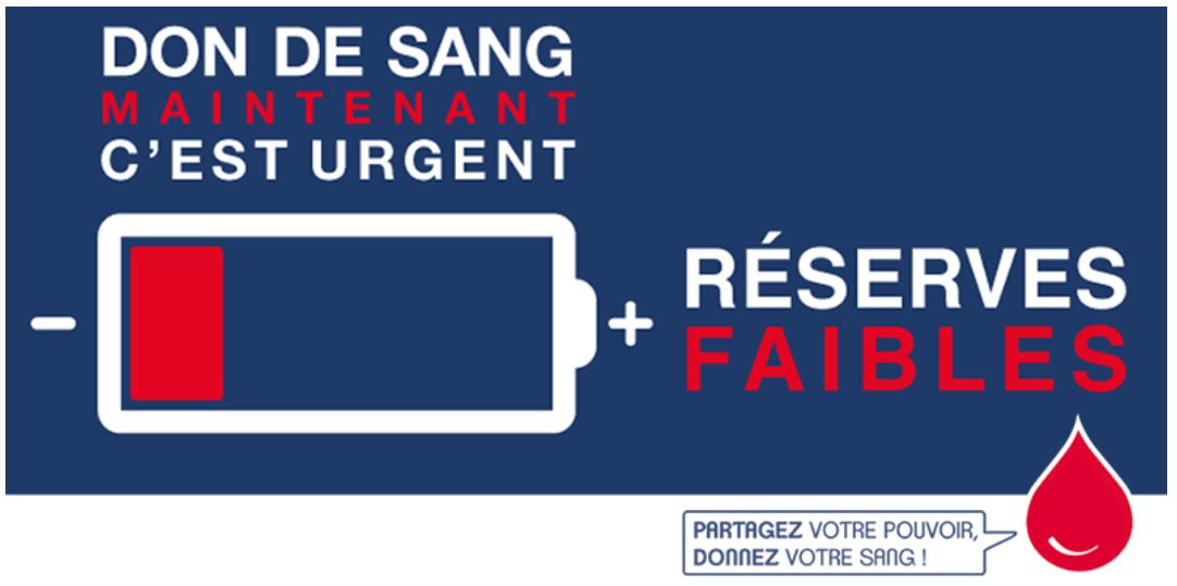 Don du sang réserves faibles