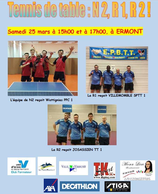 Tennis de table le samedi 25 mars 2017