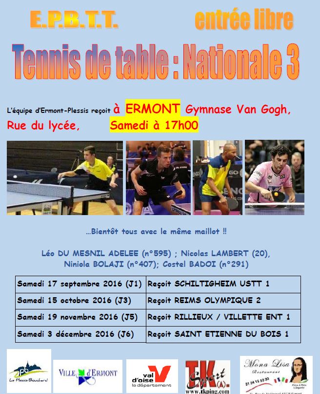 TENNSI DE TABLE SAISON ERMONT