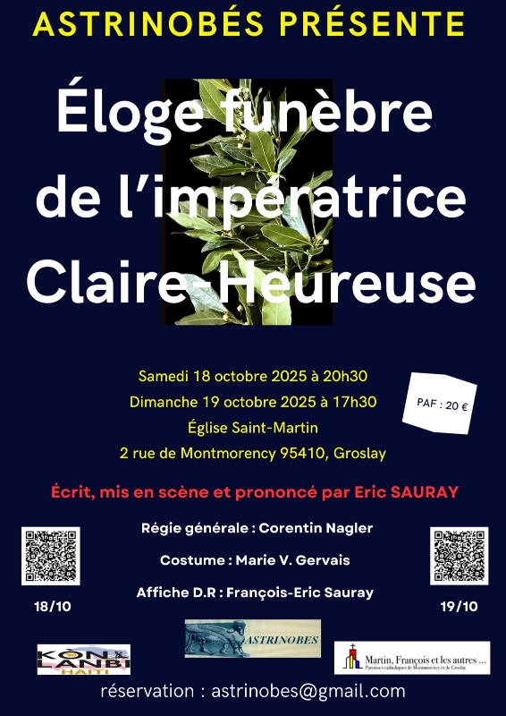 SPECTACLE Eloge funèbre de l'impératrice Claire-Heureuse